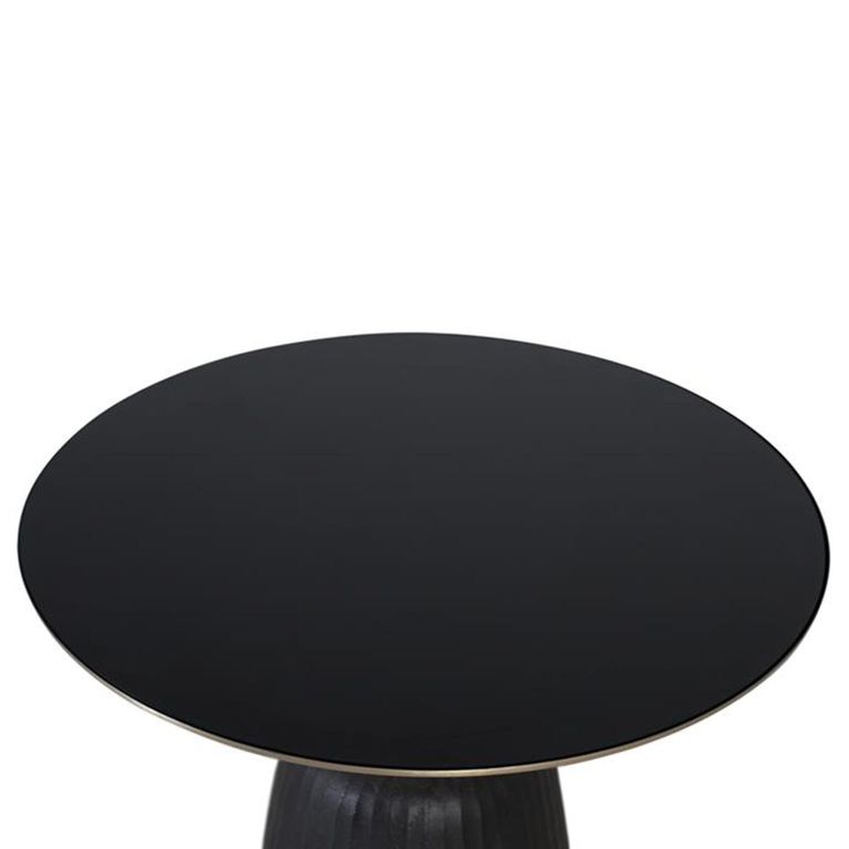 Brecon Coffee Table - Black Glass - Round