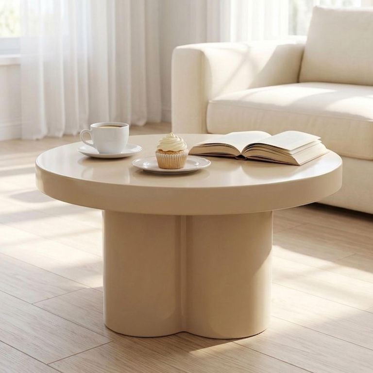 Brix Noa Coffee Table - Round - Beige - Metal
