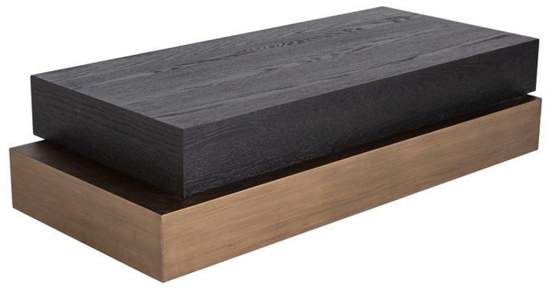 Cambon Dark Oak and Brass Layered Coffee Table
