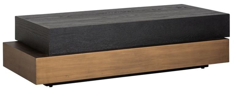 Cambon Dark Oak and Brass Layered Coffee Table