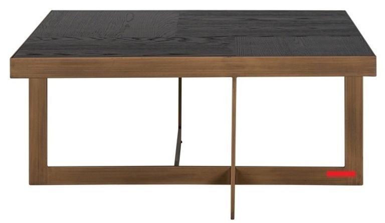 Cambon Dark Oak and Brass Square Coffee Table
