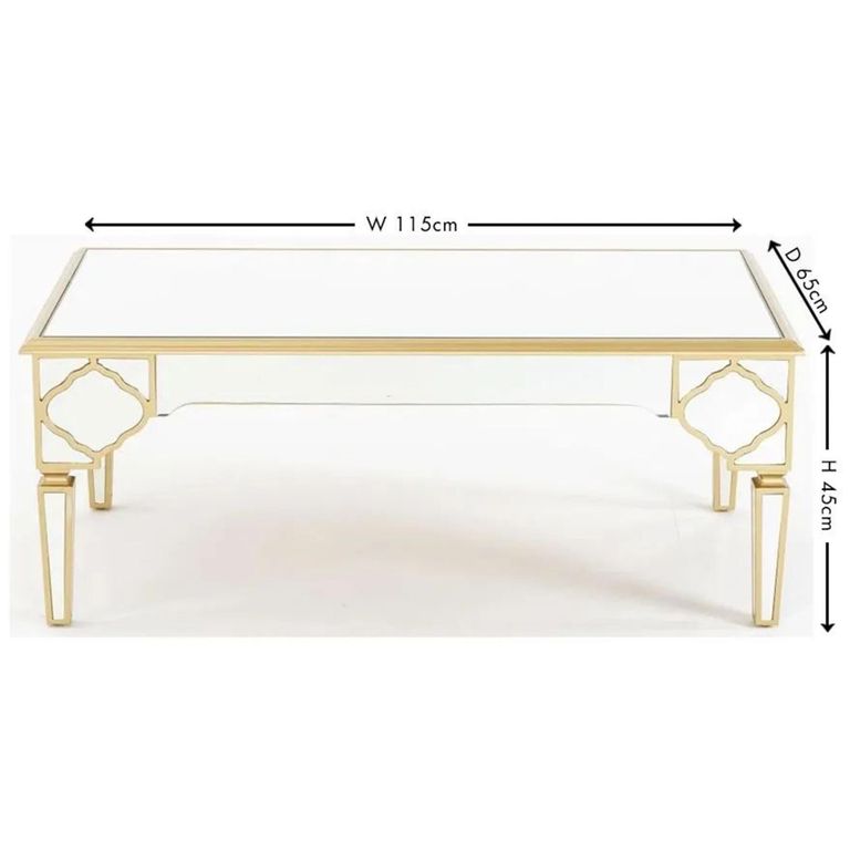 Casablanca Coffee Table - Mirrored - Gold Trim