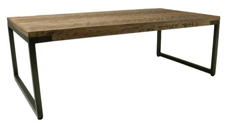 Chevron Coffee Table - Mango Wood - Brushed Gunmetal Base