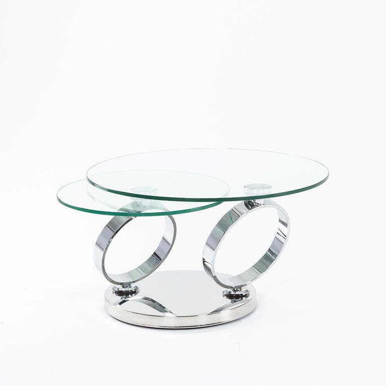 Circles Coffee Table - Round - Glass Top - Swivel