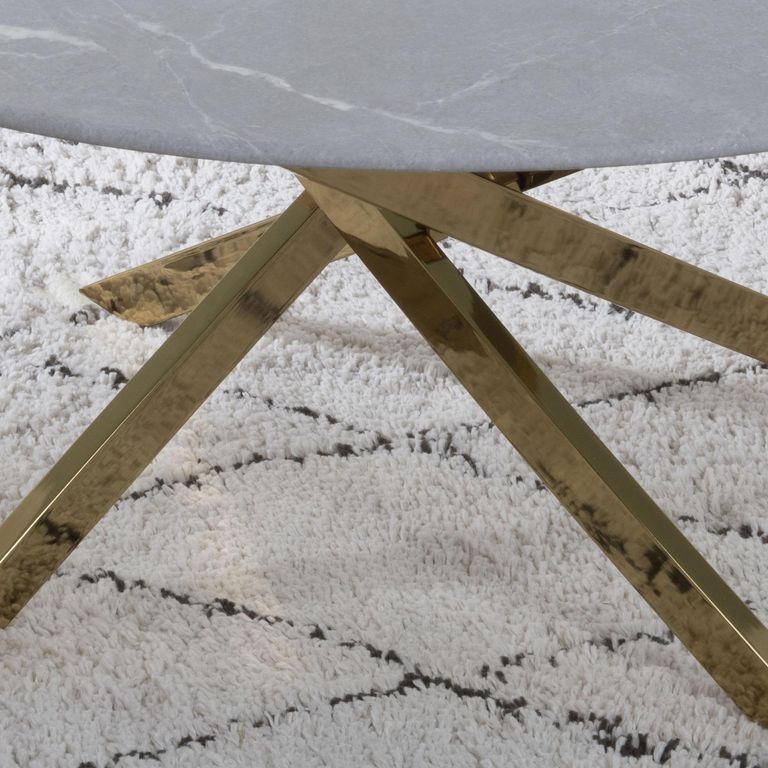 Clearance - Chopstick Coffee Table - Round - Grey Glass - Gold Metal Legs