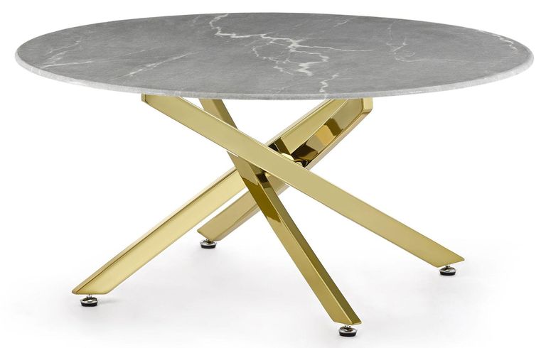 Clearance - Chopstick Coffee Table - Round - Grey Glass - Gold Metal Legs