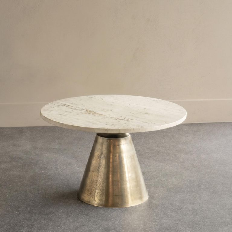 Clifton Coffee Table - Light Travertine Marble - Small - Round
