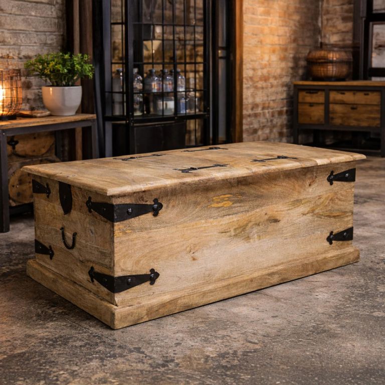 Rustic Trunk Mango Wood 1 Door Coffee Table