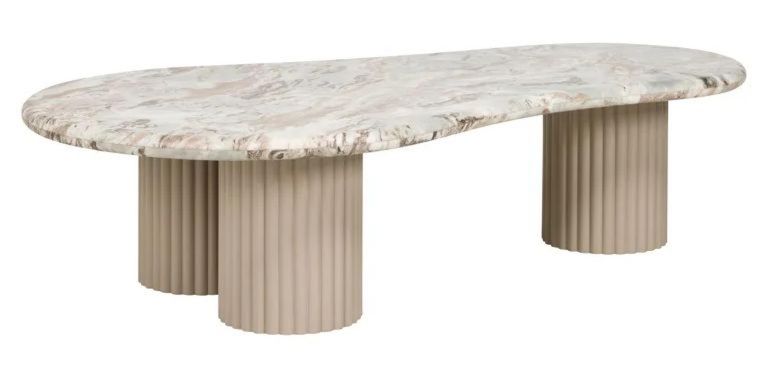 Coronel Beige Marble Coffee Table with Fluted Base