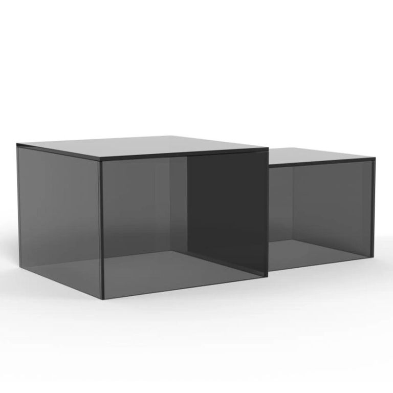 Dice Coffee Table - Smoked Glass - Square - Set of 2