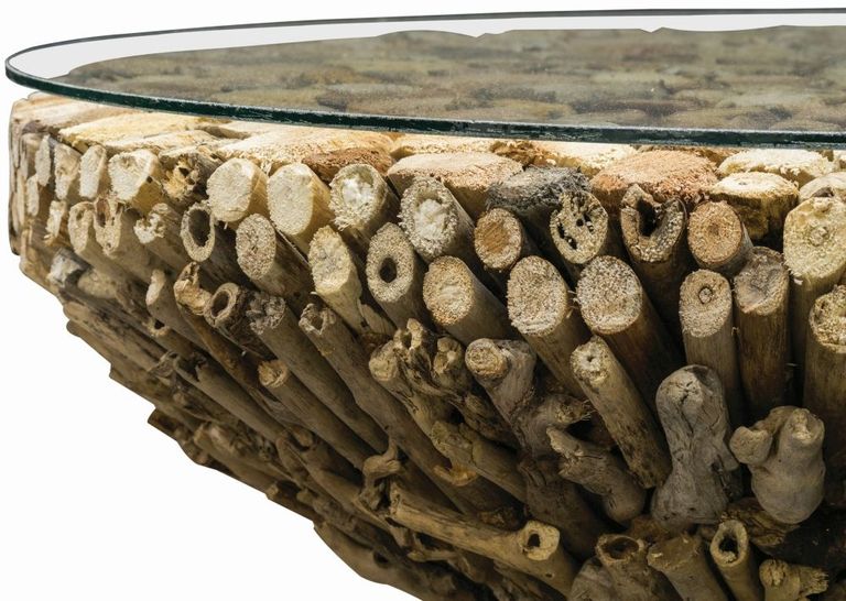 Driftwood Coffee Table - Round - Glass Top