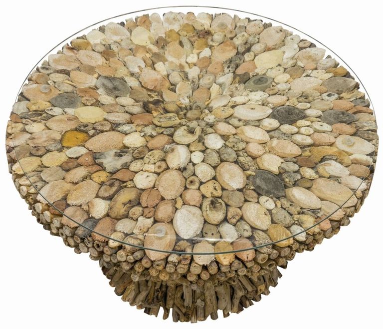 Driftwood Coffee Table - Round - Glass Top