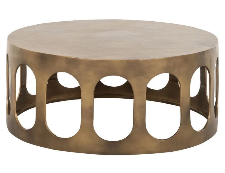Du Pont Brushed Gold Metal Round Coffee Table