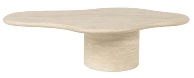 Fictus Travertine Beige Abstract Shape Coffee Table