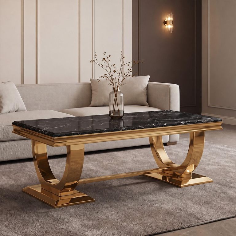 Glacier Coffee Table - Black Marble & Gold