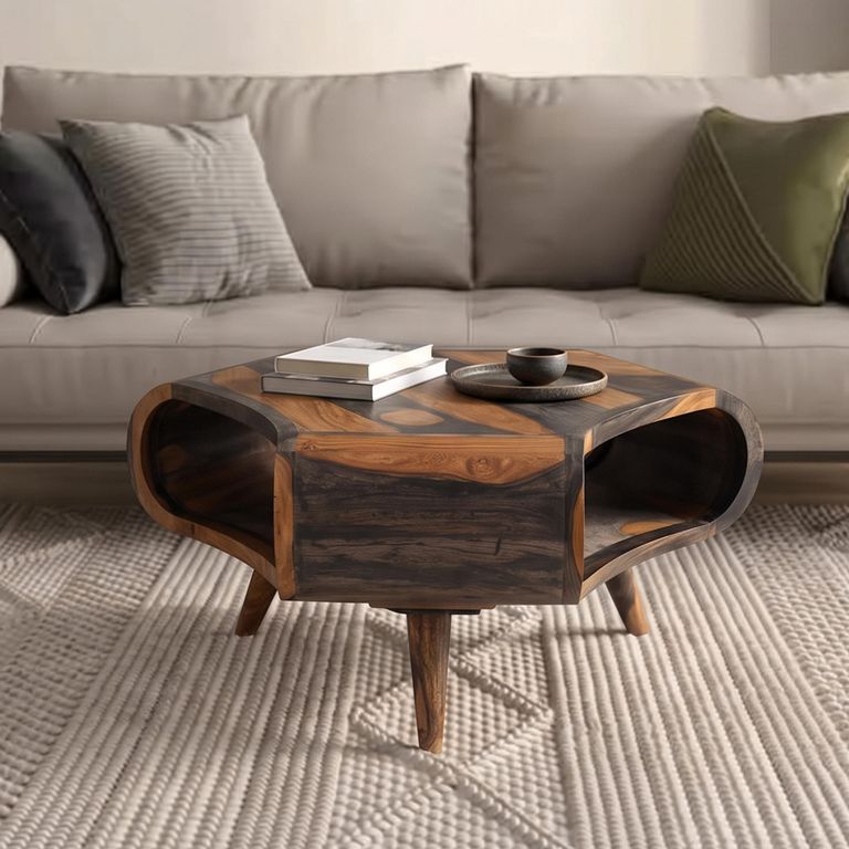 Goa Tri Coffee Table - Large - Rustic Sheesham