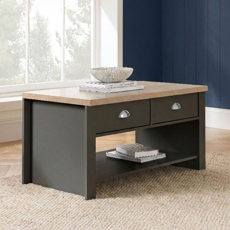 Highgate Coffee Table - 2 Drawer - Dark Grey Painted