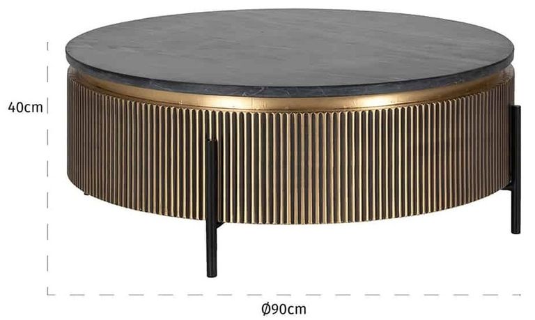 Ironville Brass Ribbed Round Coffee Table