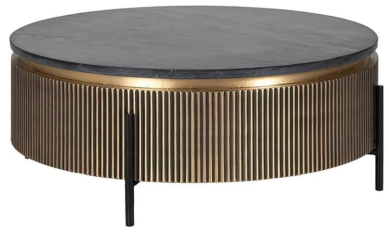 Ironville Brass Ribbed Round Coffee Table