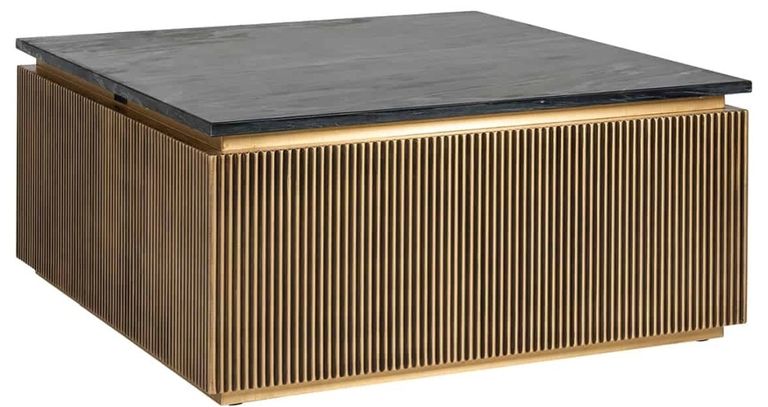 Ironville Brass Ribbed Square Coffee Table