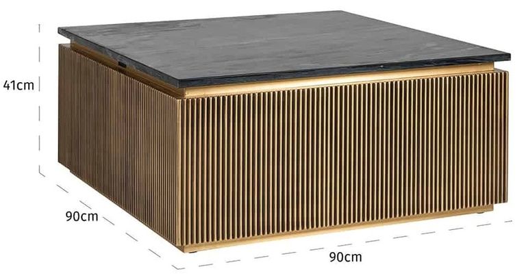 Ironville Brass Ribbed Square Coffee Table