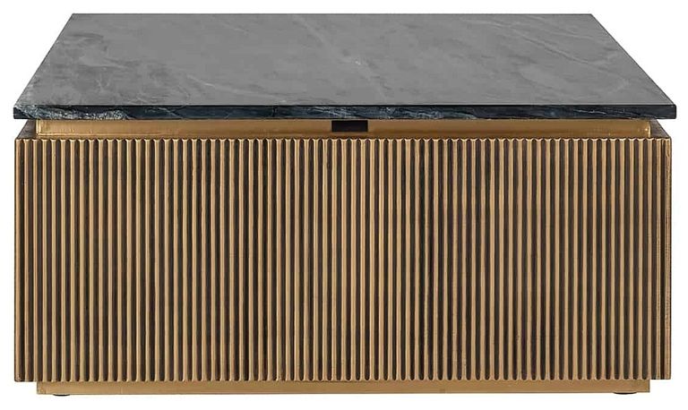 Ironville Brass Ribbed Square Coffee Table