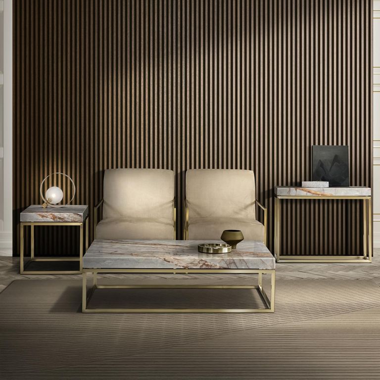 Kubo Occasional Table - Marble with Brass Base - Variation Available