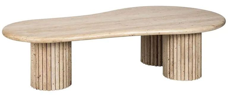 La Cantera Travertine Beige Curved Coffee Table