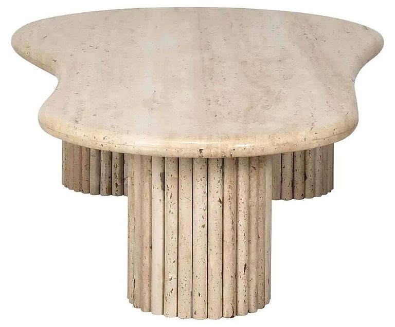 La Cantera Travertine Beige Curved Coffee Table