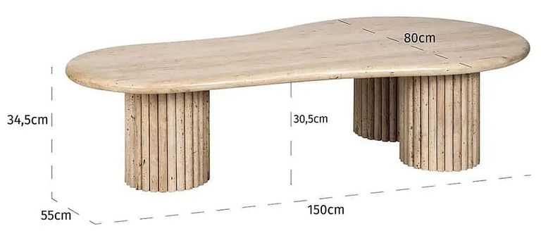 La Cantera Travertine Beige Curved Coffee Table