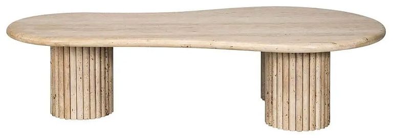 La Cantera Travertine Beige Curved Coffee Table