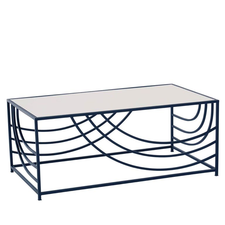 Logan Coffee Table - Mirrored with Black Metal