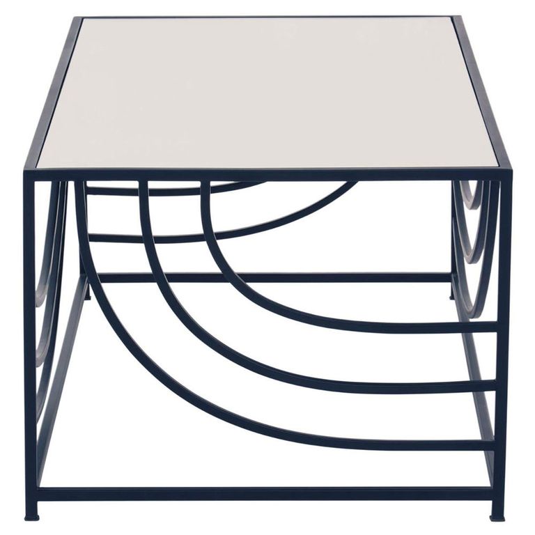 Logan Coffee Table - Mirrored with Black Metal