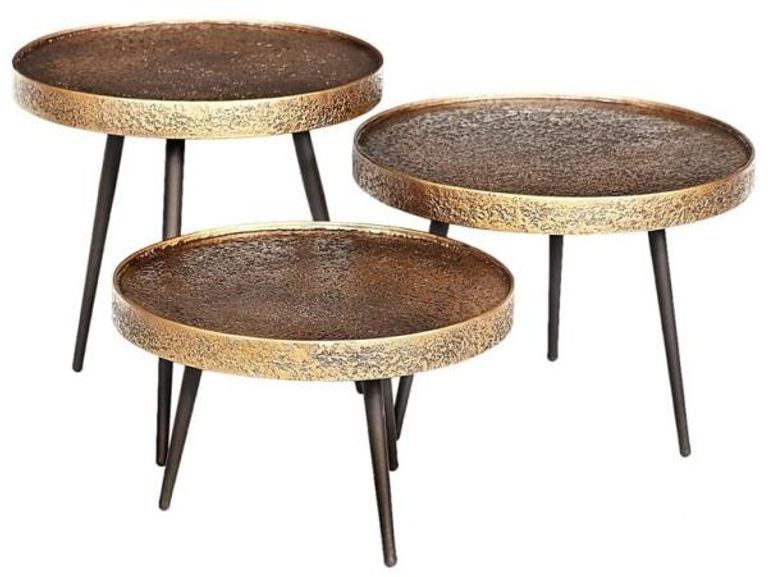 Luton Black and Gold 3 Tier Round Coffee Tables
