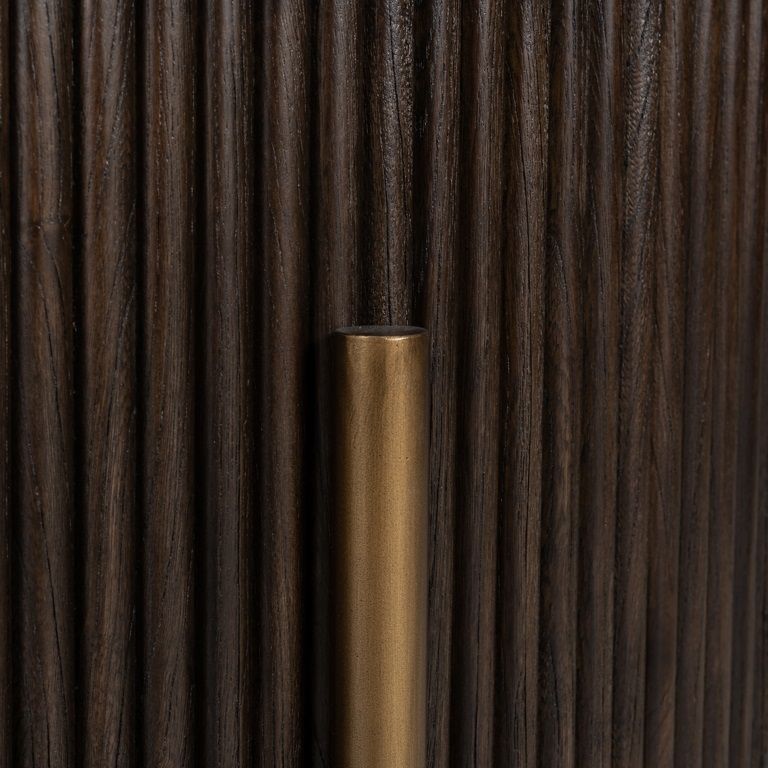 Luxor Brushed Brass Ribbed Small Round Coffee Table
