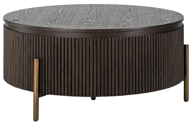 Luxor Brushed Brass Ribbed Small Round Coffee Table