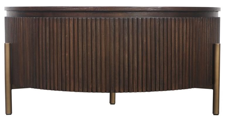Luxor Brushed Brass Ribbed Small Round Coffee Table
