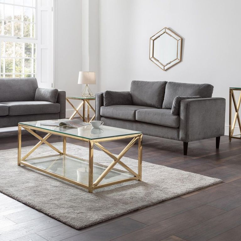 Miami Coffee Table - 120cm - Glass and Gold