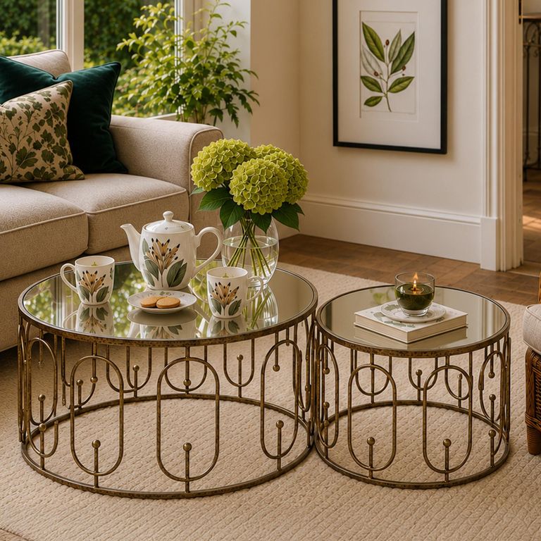 Set of 2 Estela Antique Gold Coffee Table