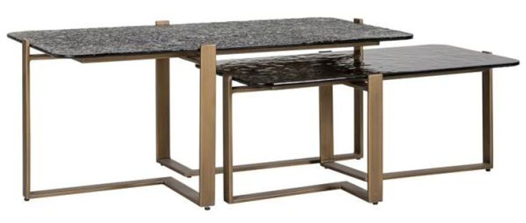 Sterling Black Glass 2 Tier Coffee Tables
