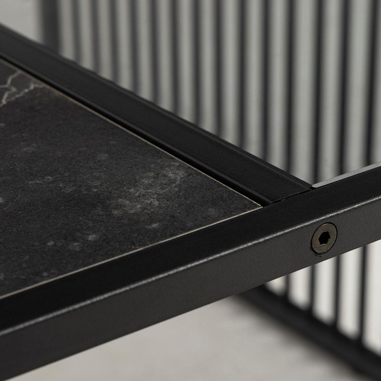 Strington Coffee Table - Square - Black Marble and Glass