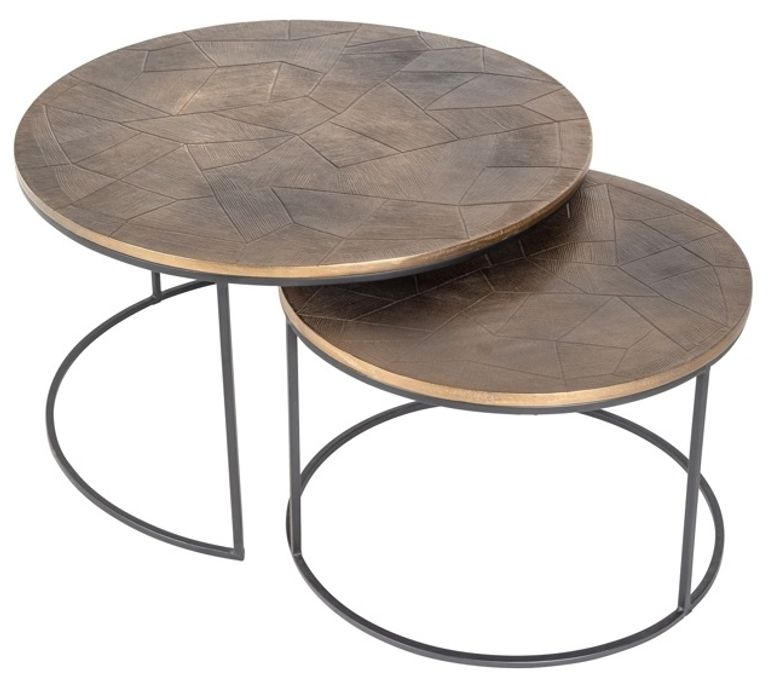 Tulum Brushed Gold 2 Tier Round Coffee Tables