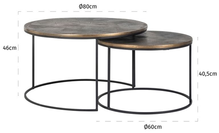Tulum Brushed Gold 2 Tier Round Coffee Tables