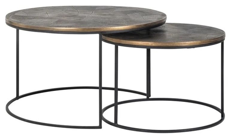 Tulum Brushed Gold 2 Tier Round Coffee Tables