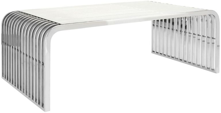 Vogue Coffee Table - Glass and Chrome - Slatted Curved