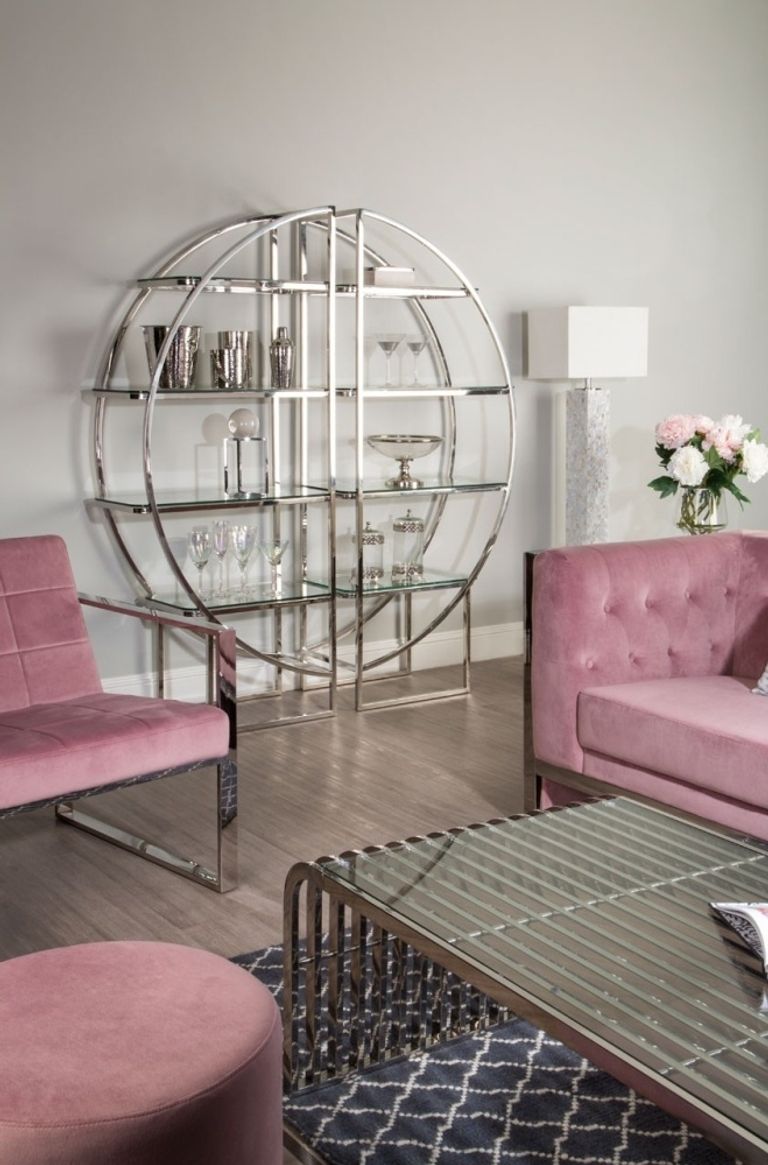 Vogue Coffee Table - Glass and Chrome - Slatted Curved