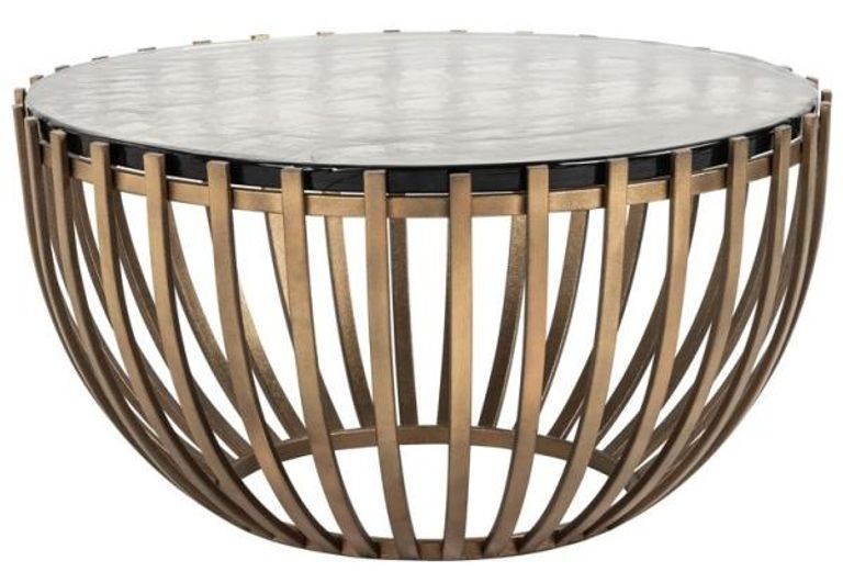 Volante Glass and Gold Round Coffee Table