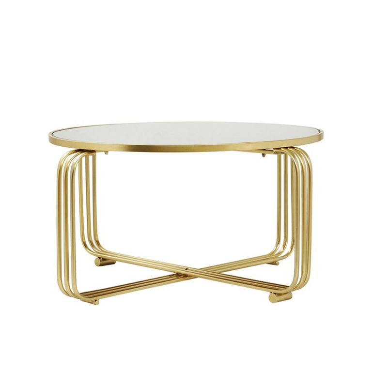 Yuan Coffee Table - Round - Mirrored and Gold Metal