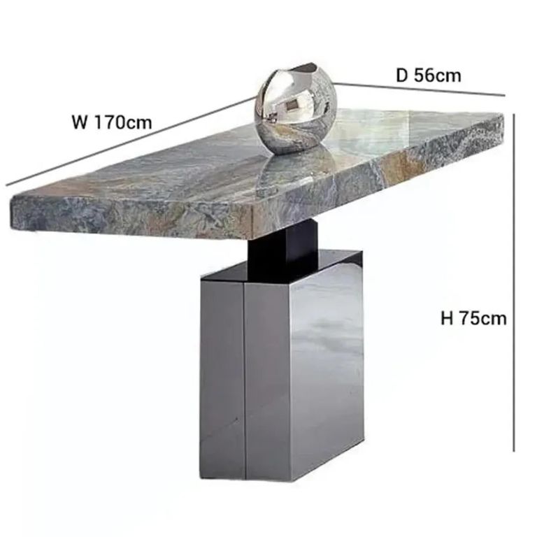 Athena Console Table - Marble with Stainless Steel Base - Variation Available