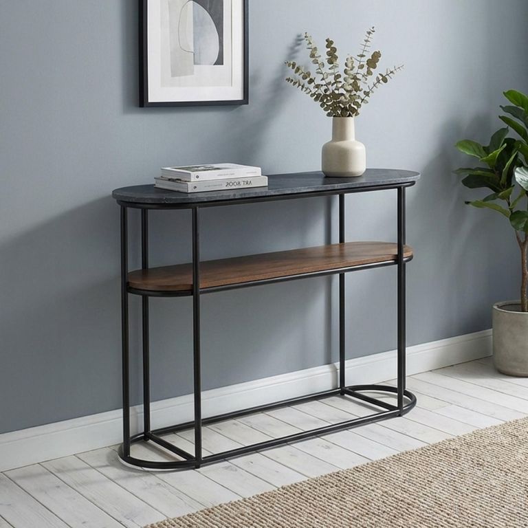 Buxton Console Table - Oval - Grey Marble